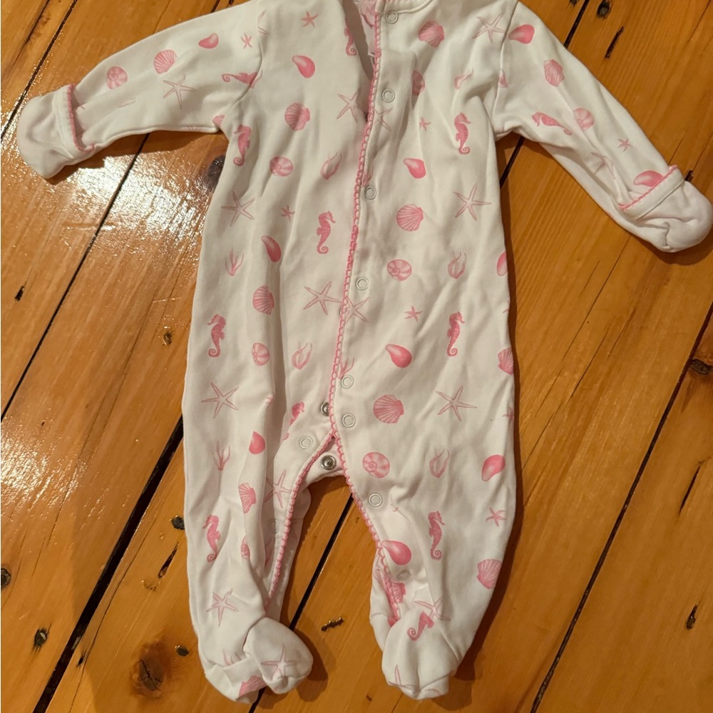 Seahorse Print Kids Footie Pajamas